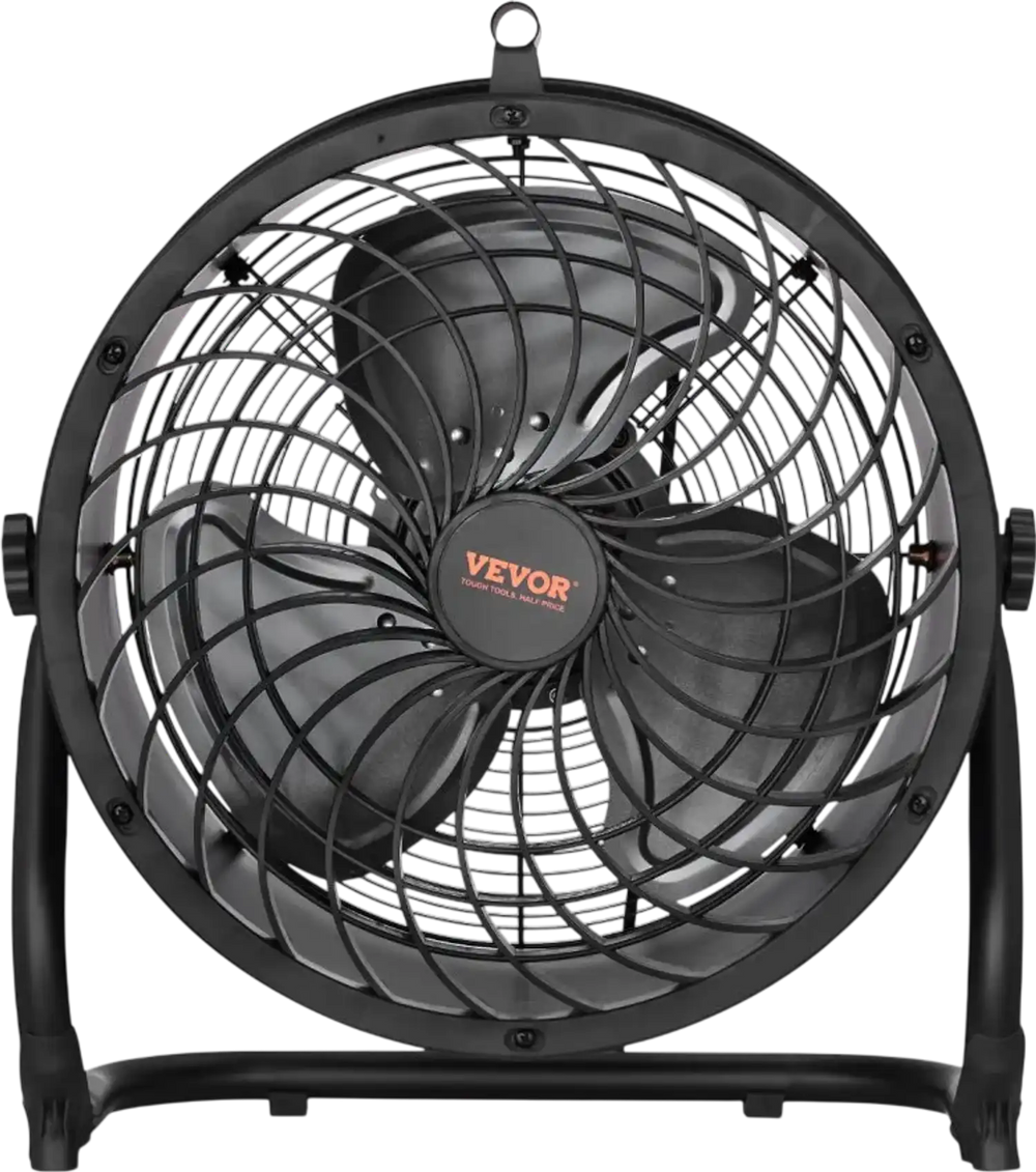 VEVOR Floor Fan, 3 Speeds High Velocity Heavy Duty 14 Inch Industrial Fan, 2520 CFM 360° Adjustable Tilt 23.62 ft/sec Airflow Large Metal Fan, for Home, Gym, Office, Garage, Commercial Shop & Bedroom