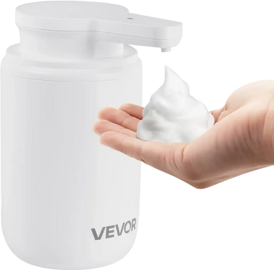 VEVOR Soap Dispenser, 300 ml / 10 oz, Rechargeable Automatic Hand Soap Dispenser with Pump, 2 Adjustable Levels, Modern Touchless Liquid Foam Container with Indicator for Bathroom and Kitchen, White