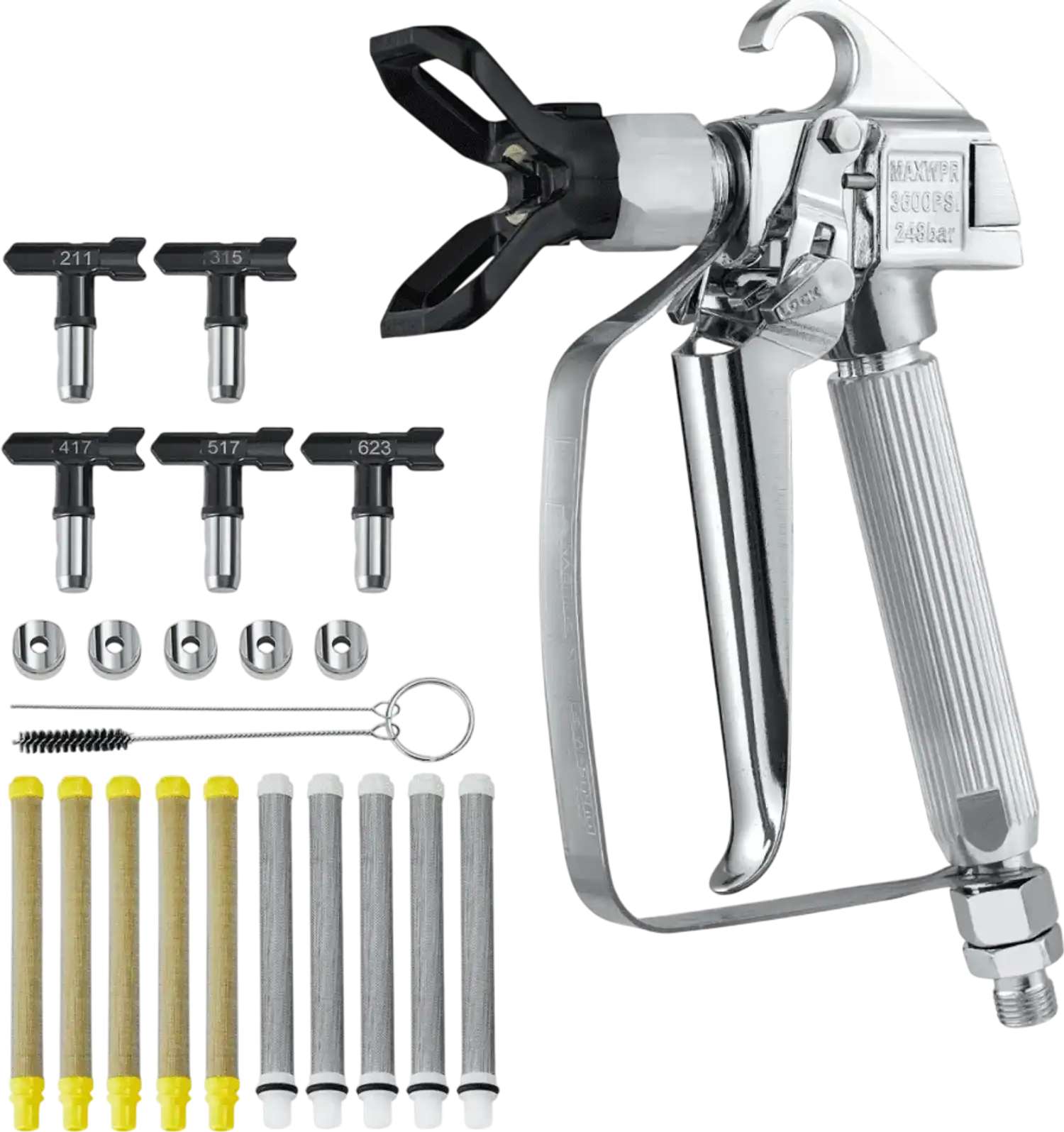 Vevor Airless Paint Spray Gun High Pressure 3600 PSI with 5 Tips New