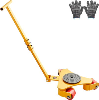 VEVOR Machinery Skate Dolly, 6614 LBS/3T Industrial Machinery Mover with Handle, Carbon Steel Machinery Moving Skate with 3 360° Swivel PU Wheels, 360° Rotation Non-Slip Cap for Warehouse, Workshop