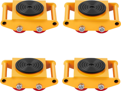 VEVOR 4PCS Machinery Skate Dolly, 17637 LBS/8T Industrial Machinery Mover, Heavy Duty Carbon Steel Machinery Moving Skate with 4 PU Wheels and 360° Rotation Non-Slip Cap for Warehouse, Workshop, Facto