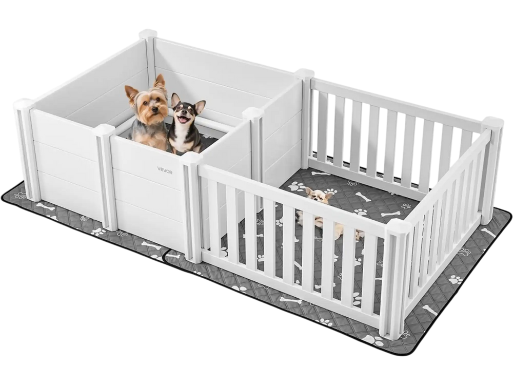 VEVOR Dog Whelping Box, 73x38x19.7 in, Plastic Dog Whelping Pen with Adjustable Height Door, Puppy Playpen with Waterproof Pee Pad, Easy to Clean, Durable Indoor Pet Birth Kit for Medium Sized Dogs