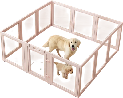 VEVOR Dog Whelping Box, 60x59x23 in Transparent Plastic Dog Whelping Pen for X-Large Sized Dogs, Waterproof Puppy Playpen with Windows & Door Lock, Easy to Clean, Durable Indoor Pet Dogs Cats Birth Kit