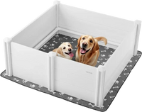 VEVOR Dogs Whelping Box, 48 x 48 x 18.1 inch, Plastic PVC Puppies Playpen with Height Adjustable Door and Washable Pee Pad, Anti-Deformation Indoor Puppy Play Pen for Large Breed Dogs, Milk White
