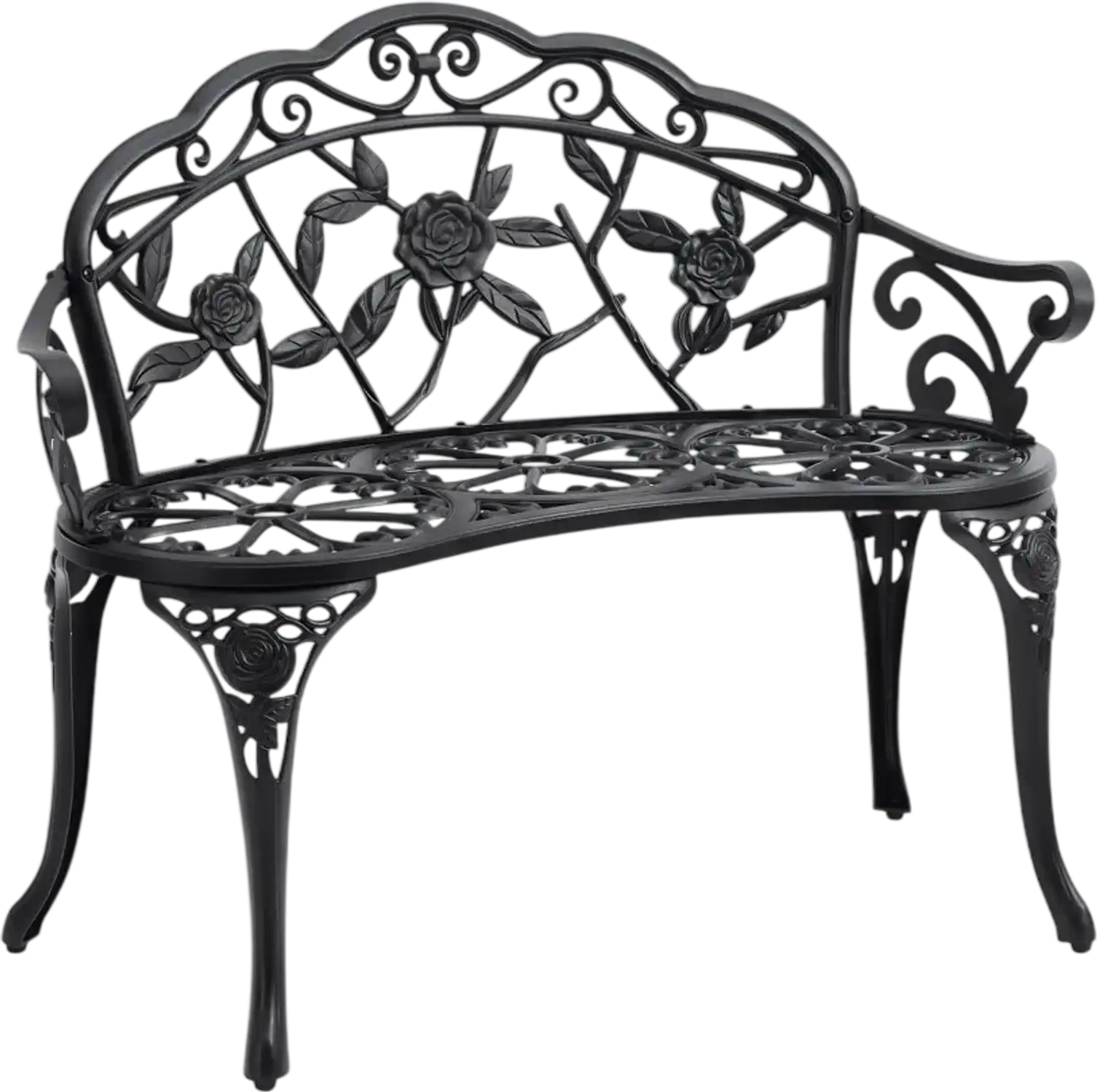 Vevor Outdoor Bench Metal Garden Bench with Backrest and Armrests 38.8
