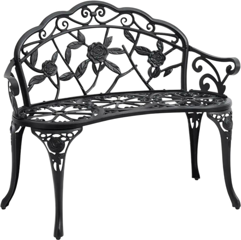 VEVOR Outdoor Bench, 38.8 inches Metal Garden Bench for Outdoors,480 lbs Load Capacity Bench, Outdoor Garden Park Bench with Backrest and Armrests, Patio Bench for Garden, Park, Yard, Front Porch