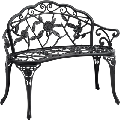 Vevor Outdoor Bench Metal Garden Bench with Backrest and Armrests 38.8