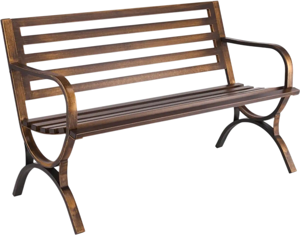VEVOR Outdoor Bench, 50 inch, Carbon Steel Metal Frame with Slatted Pattern Backrest and Round Edge Armrests, Weatherproof Outside Bench for Patio, Garden, Park, Yard, Front Porch, Antique Bronze