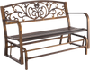 VEVOR Outdoor Bench, 50 inch, Carbon Steel Metal Frame with Cast Iron Backrest and Round Edge Armrests, Weatherproof Outside Glider Bench for Patio, Garden, Park, Yard, Front Porch, Antique Bronze