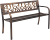 VEVOR Outdoor Bench, 50 inch, Carbon Steel Metal Frame with PVC Floral Pattern Backrest and Round Edge Armrests, Weatherproof Outside Bench for Patio, Garden, Park, Yard, Front Porch, Antique Bronze
