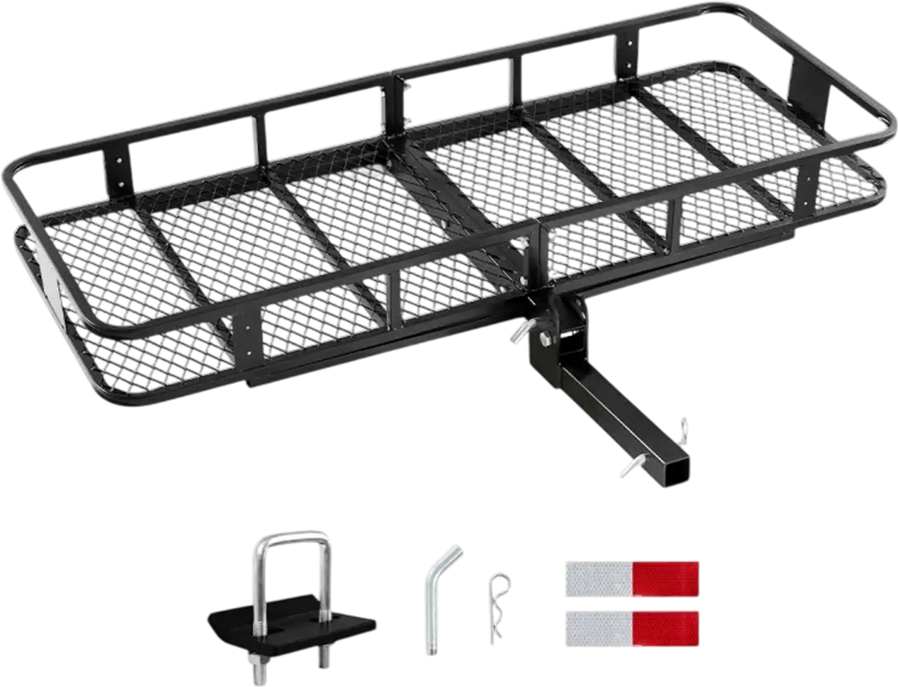 VEVOR 60" x 24" x 6", Hitch Cargo Carrier, 500 lbs Capacity Hitch Cargo Carrier with Nighttime Reflective Reminder, Folding Hitch Mount Cargo Carrier with Hitch Stabilizer, Fit for SUVs