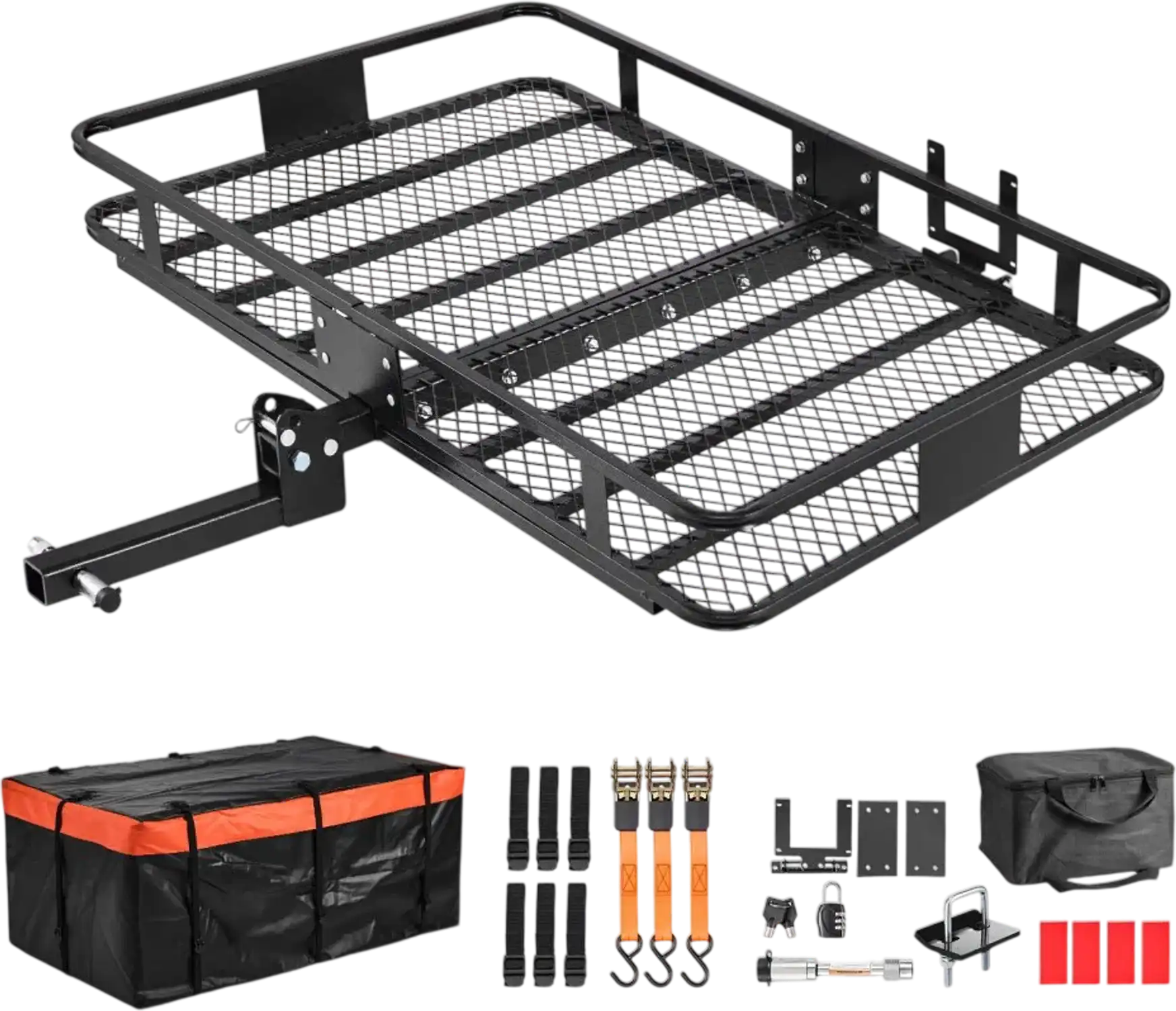 Vevor Hitch Cargo Carrier Folding Rear Luggage Rack Basket with Waterproof Cargo Bag 60