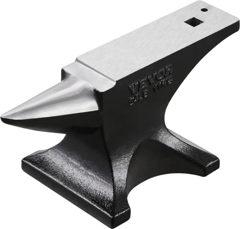 VEVOR Single Horn Anvil, 25lbs Cast Steel Anvil, High Hardness Rugged Round Horn Anvil for Blacksmiths, with Stable Base, Metal Working Tool for Metal Bending, Shaping, Twisting, Craft Projects