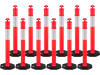 VEVOR 12 Pack Traffic Delineator Posts, 48 inches Traffic Safety Cones with Weighted Base and Reflective Strips, Heavy Duty Delineator Posts for Construction Site, Parking Lot, Crowd Control, Red