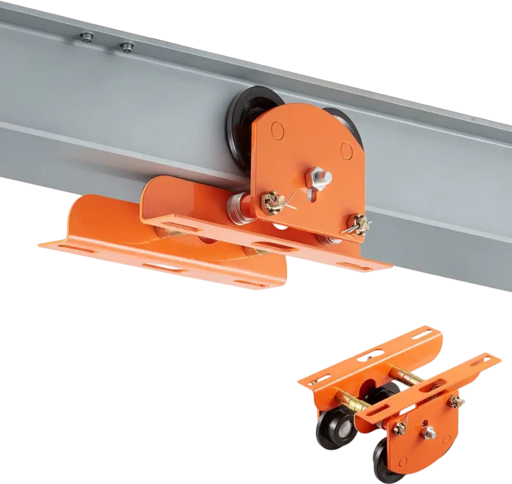 VEVOR Electric Hoist Manual Trolley, 1100 lbs/0.5 Ton Load for PA200 PA250 PA300 PA400 PA500, Push Beam Trolley with Dual Wheels, 2.68"-4.33" Adjustable Beam Flange Width for Straight & Curved I-Beam