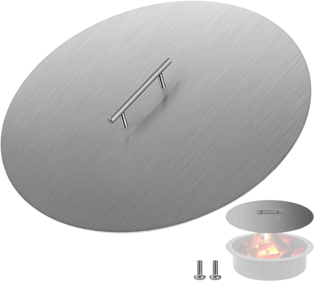 VEVOR Fire Pit Lid Round 20 Inch Fire Pit Ring Lid 1.5 mm Thick 304 Stainless Steel Fire Pit Burner Cover for Round Patio Fire Pit