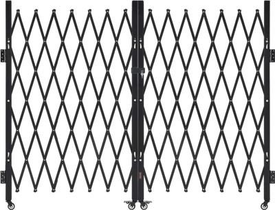 VEVOR Double Folding Security Gate, Lockable Scissor Gate with 360° Swivel Casters, Outdoor Barricade Steel Retractable Gates, for Entry Security, Garage, Warehouse & Pool, 129.92 x 63.19 in (W x H)
