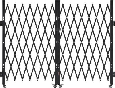VEVOR Double Folding Security Gate, Lockable Scissor Gate with 360° Swivel Casters, Outdoor Barricade Steel Retractable Gates, for Entry Security, Garage, Warehouse & Pool, 145.67 x 63.19 in (W x H)