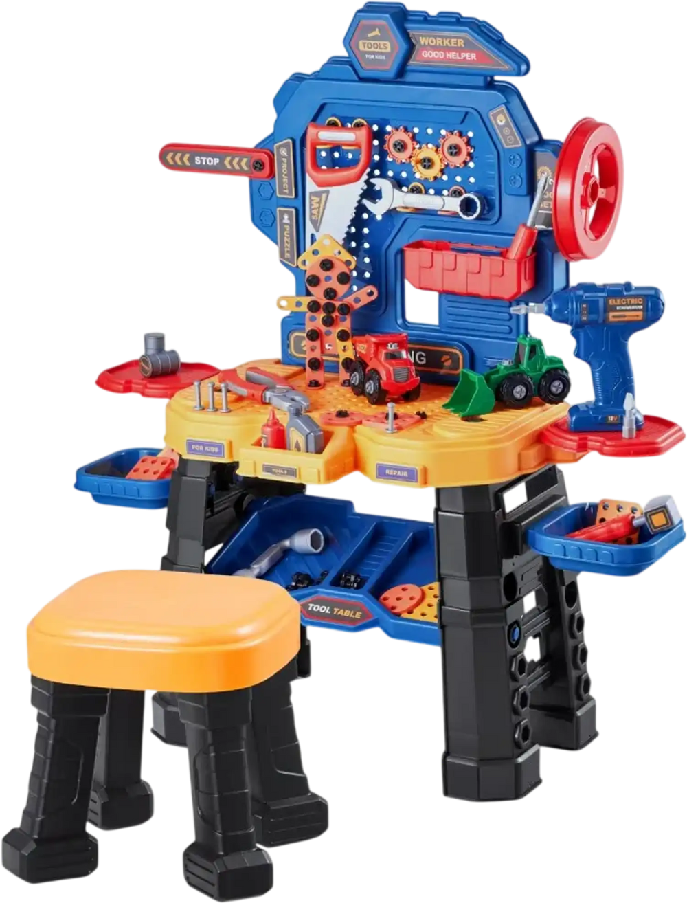VEVOR Kids Workbench, 181 pcs, Kids Tool Bench with Realistic Tools and Electric Drill, Pretend Play Construction Workbench Toys for Toddlers, Toddler Work Bench Learning Gift for Boys & Girls Age 3+