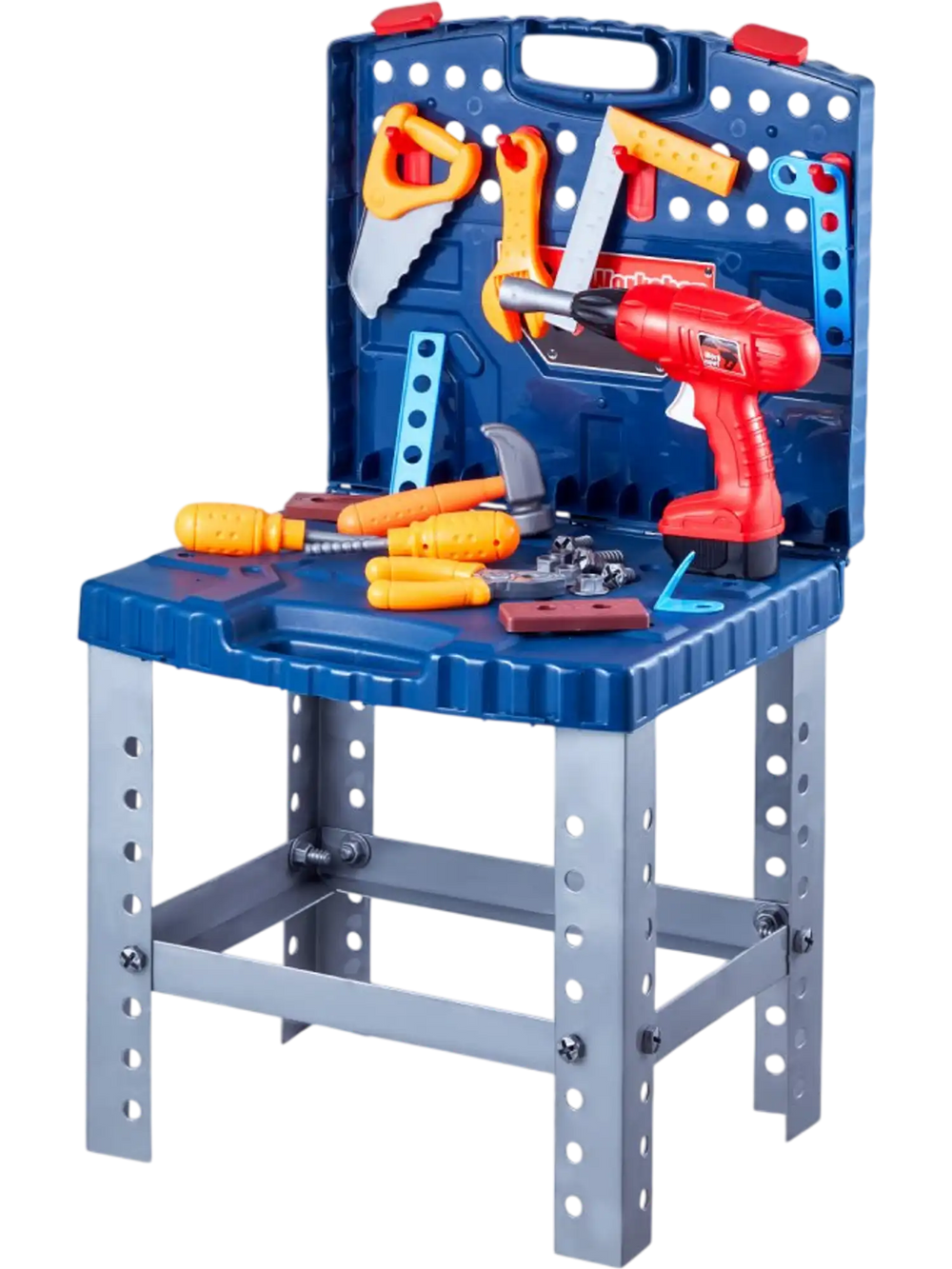 VEVOR Kids Workbench, 56 pcs, Kids Tool Bench with Realistic Tools and Electric Drill, Pretend Play Construction Workbench Toys for Toddlers, Toddler Work Bench Learning Gift for Boys & Girls Age 3+