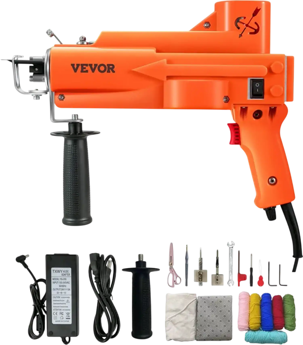 VEVOR Tufting Gun, 2 in 1 Cut & Loop Pile, Electric Carpet Weaving Flocking Machine, Rug Machines Starter Kit, 7-27 Stitches/sec High Speed Rug Making Tools, 4-25 mm Adjustable Height, 110V
