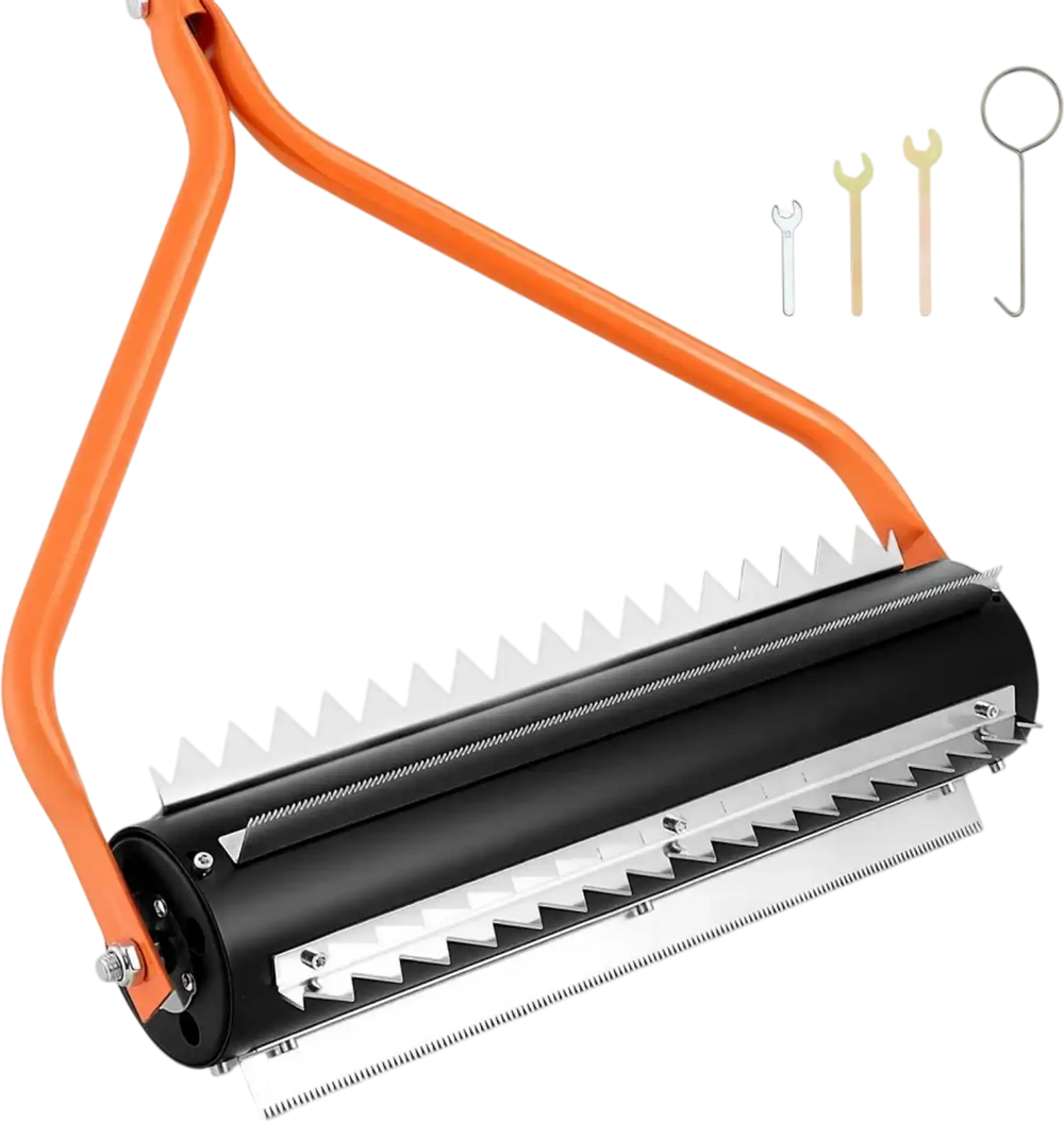 VEVOR Lake Weed Roller, 14.1 ft Stainless Steel Lake & Pond Weed Removal Tool, Muck Razer Aquatic & Sludge Tiller, Rid Roots and Muck Buildup, 6 Preassembled Stainless Steel Blades, 4 Aluminum Handles