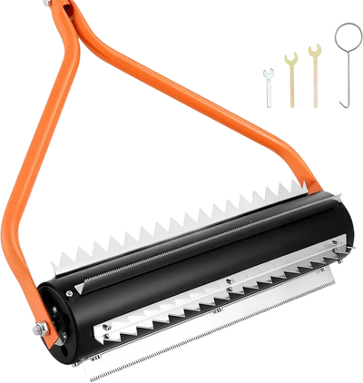 VEVOR Lake Weed Roller, 14.1 ft Stainless Steel Lake & Pond Weed Removal Tool, Muck Razer Aquatic & Sludge Tiller, Rid Roots and Muck Buildup, 6 Preassembled Stainless Steel Blades, 4 Aluminum Handles