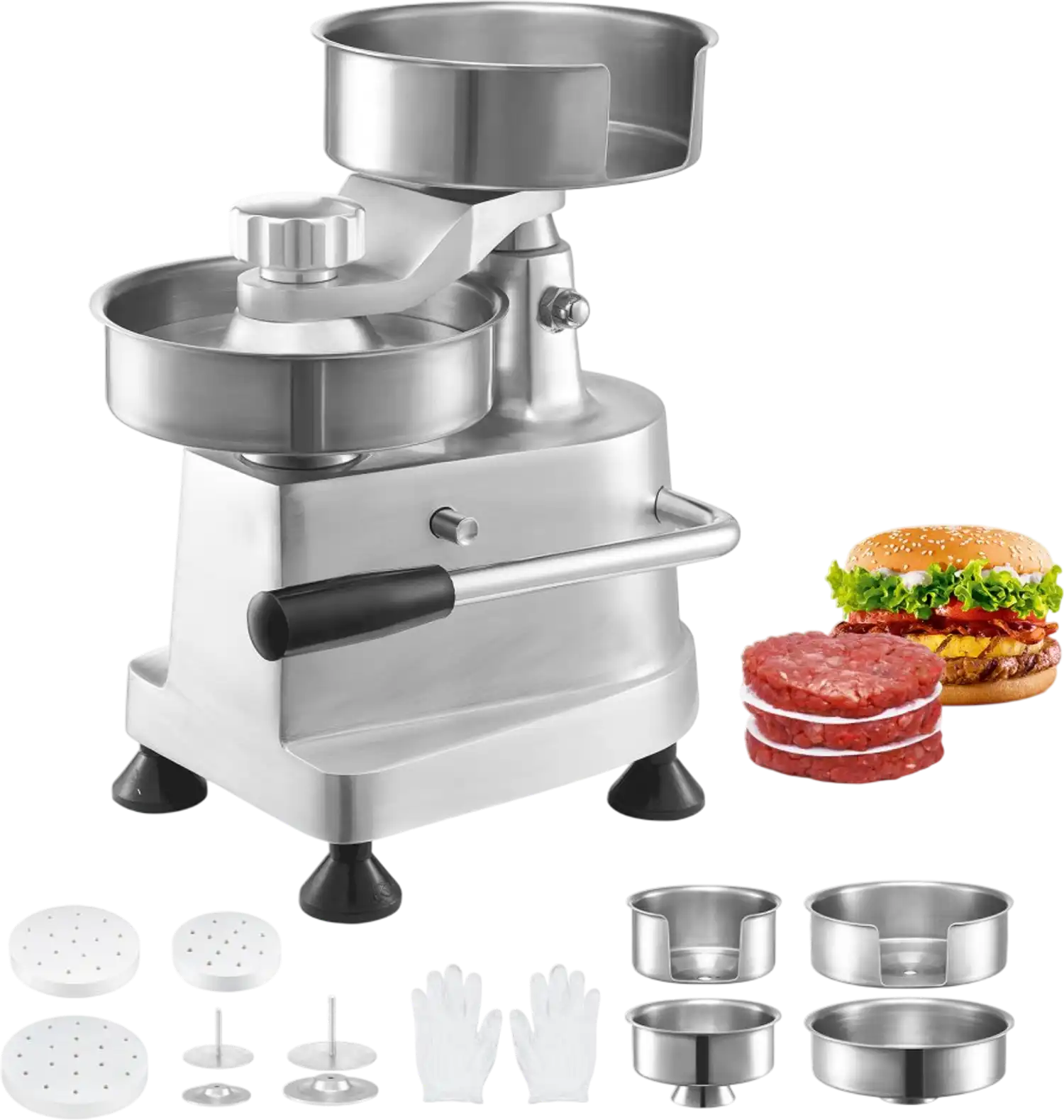 Vevor Burger Patty Maker Commercial Hamburger Press with 3 Convertible Molds 4