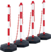 VEVOR Adjustable Traffic Delineator Post Cones, 4 Pack, Traffic Safety Delineator Barrier with Fillable Base 8FT Chain, for Traffic Control Warning Parking Lot Construction Caution Roads, Red & White