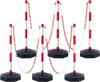 VEVOR Adjustable Traffic Delineator Post Cones, 6 Pack, Traffic Safety Delineator Barrier with Fillable Base 6.6FT Chain, for Traffic Control Warning Parking Lot Construction Caution Roads, Red&White