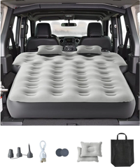 VEVOR Car Air Mattress, Fits Toyota 4runner, Jeep Wrangler, Inflatable Car Camping Mattress, Flocking Thickened Blow Up Travel Beds, Durable Portable Sleeping Pad with Built in Pump, 2 Pillows, Gray
