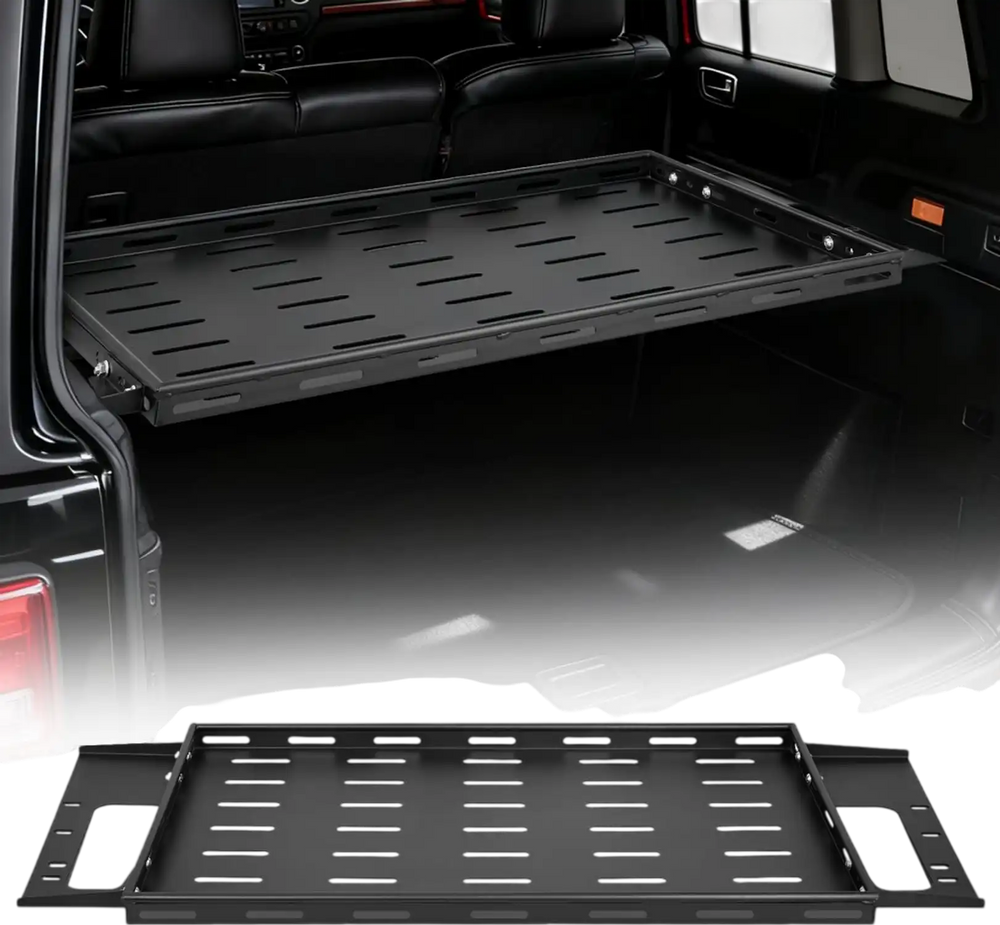VEVOR Rear Trunk Cargo Rack, for 2021-2026 Ford Bronco 4 Door Hardtops (Exclude Bronco Sport), 300 lbs Capacity, Carbon Steel Basket Tray Interior Storage Luggage Carrier with Net, Back Shelf Stand Organizer for Camping Trip Gear, Black