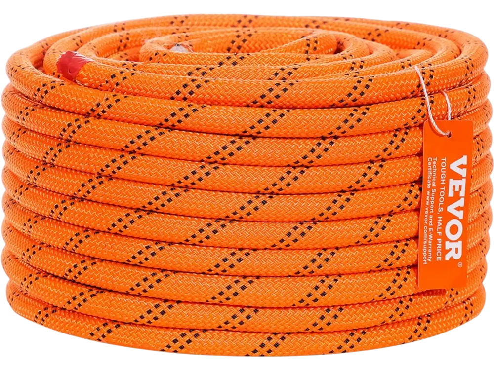 VEVOR Dual Twisted Polyester Cord, 1/2 inch by 120 feet, 48-Strand, 8000 LBS Tensile Strength, Multi-Use Outdoor Rope for Arborist Activities, Hiking, Swinging, Rappelling, and Rescue, Or