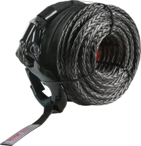 VEVOR Synthetic Winch Rope, 3/8 Inch x 100 Feet 26,500 lbs Synthetic Winch Line Cable Rope with Protective Sleeve + Forged Winch Hook + Pull Strap, Universal Fit for SUV, Large Off-Road Vehicle, Truck