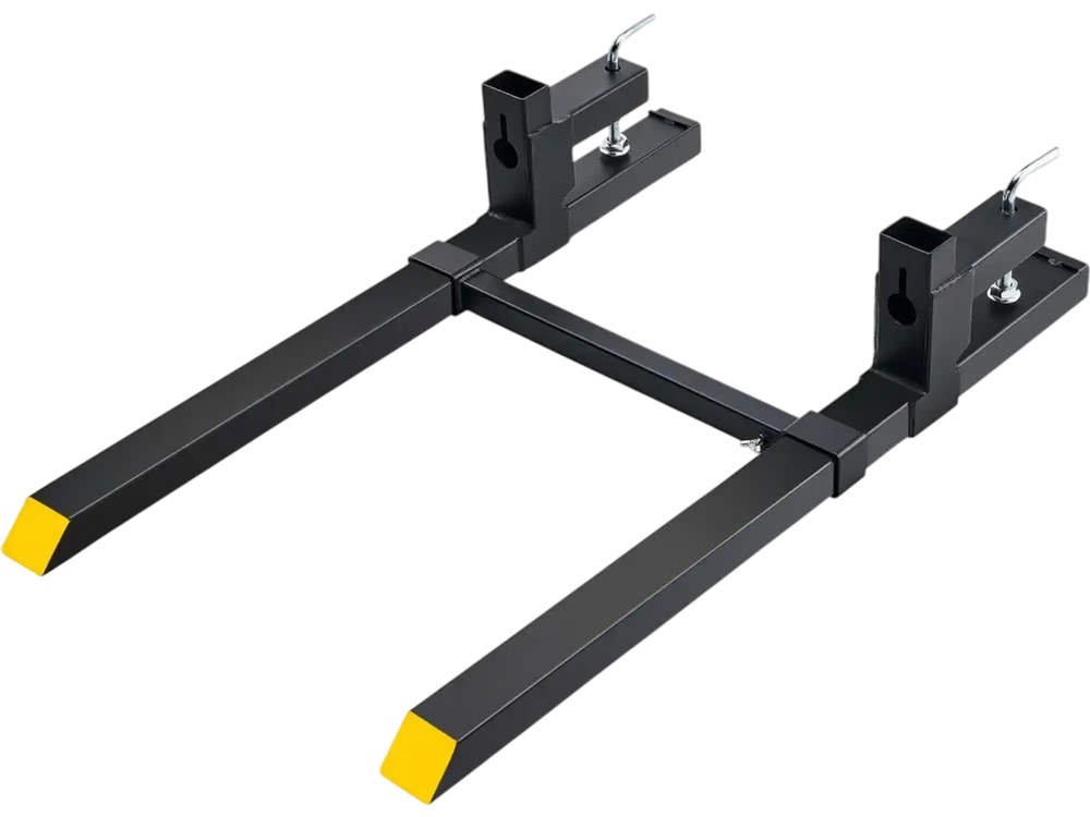 VEVOR Pallet Forks, 2000 lbs Clamp on Pallet Forks, 43" Total Length Tractor Bucket Forks with Adjustable Stabilizer bar, Heavy Duty Pallet Forks for Tractor Attachments, Skid Steer, Loader Bucket