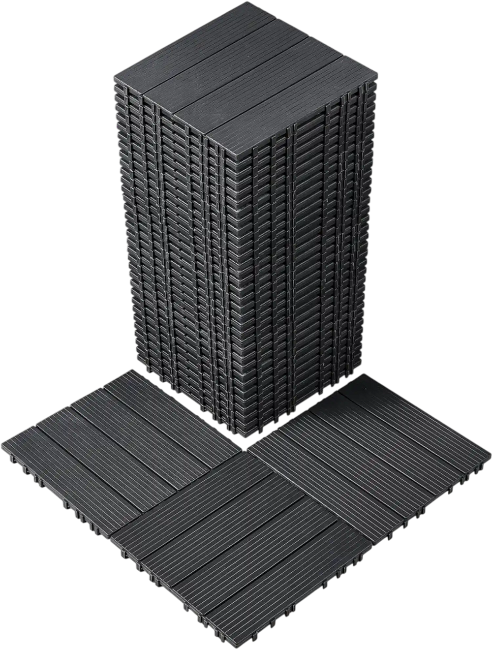 VEVOR Interlocking Deck Tiles, 36 Pack,11.6"x11.6" 36 sq. ft Plastic Waterproof Outdoor Flooring All Weather Use, Patio Floor Decking Covering Tiles for Porch Poolside Balcony Backyard, Dark Grey