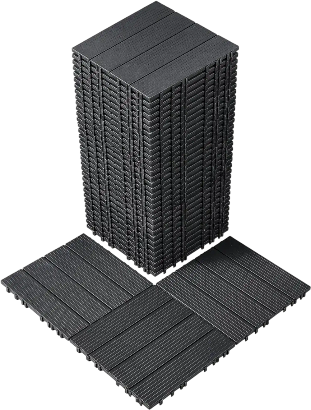 VEVOR Interlocking Deck Tiles, 36 Pack,11.6"x11.6" 36 sq. ft Plastic Waterproof Outdoor Flooring All Weather Use, Patio Floor Decking Covering Tiles for Porch Poolside Balcony Backyard, Dark Grey