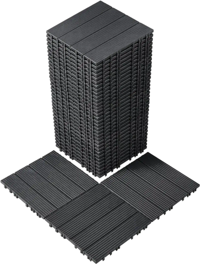 Vevor Deck Tiles Interlocking Plastic Outdoor Flooring 36 Pack Dark Grey New