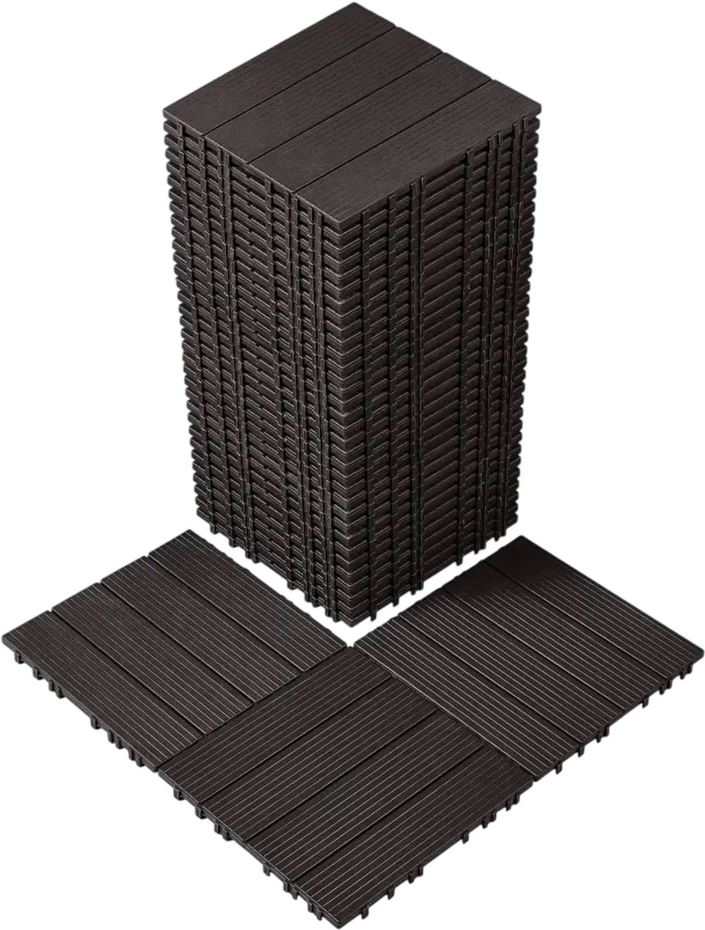 VEVOR Interlocking Deck Tiles, 36 Pack,11.6"x11.6" 36 sq. ft Plastic Waterproof Outdoor Flooring All Weather Use, Patio Floor Decking Covering Tiles for Porch Poolside Balcony Backyard, Dark Brown