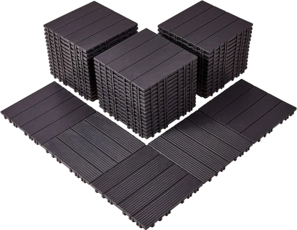 VEVOR Interlocking Deck Tiles, 54 Pack,12"x12" 54 sq. ft Plastic Waterproof Outdoor Flooring All Weather Use, Patio Floor Decking Covering Tiles for Porch Poolside Balcony Backyard, Dark Brown