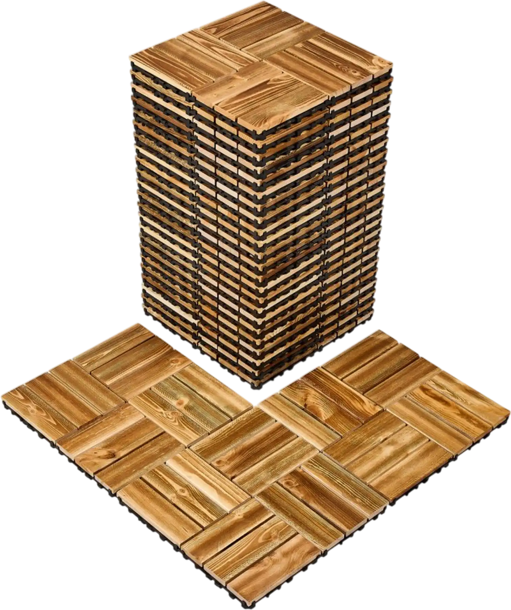 VEVOR Interlocking Deck Tiles Solid Wood, 27 Pack,12"x12" Waterproof Camphor Pine Wood Flooring All Weather Use, Patio Floor Decking Covering Tiles for Porch Poolside Balcony Backyard, (Wooden)