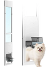 VEVOR Dog Door for Sliding Glass Door, 75 7/8" to 80 11/16" Adjustable Height, Aluminum Alloy Frame with Flap, Rotating Hinge, Lock Design, for Medium-Sized Dogs, Sliding Glass Pet Doors for Renters