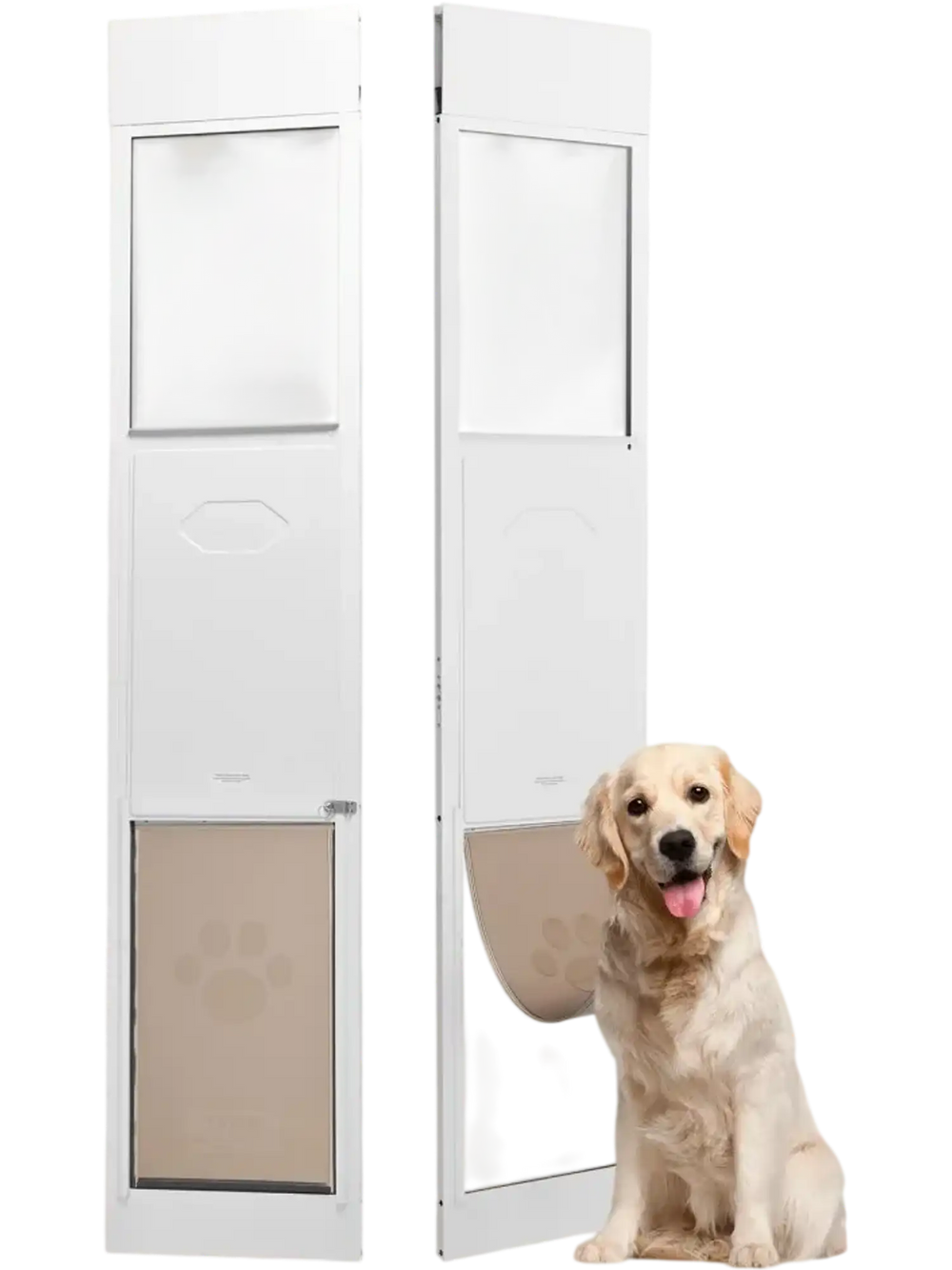 VEVOR Dog Door for Sliding Glass Door, 75 7/8"-80 11/16" Adjustable Height Doggy Door for Sliding Doors, Aluminum Frame Tempered Glass Pet Door with Hinge Structure Flap and Lock for Large-Sized Dogs