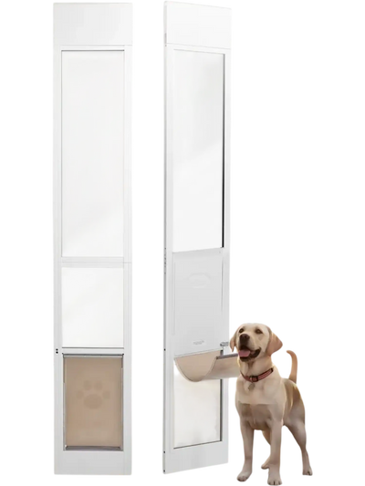 Vevor Dog Door Sliding Glass Adjustable Height Aluminum Frame Tempered Glass Pet Door New