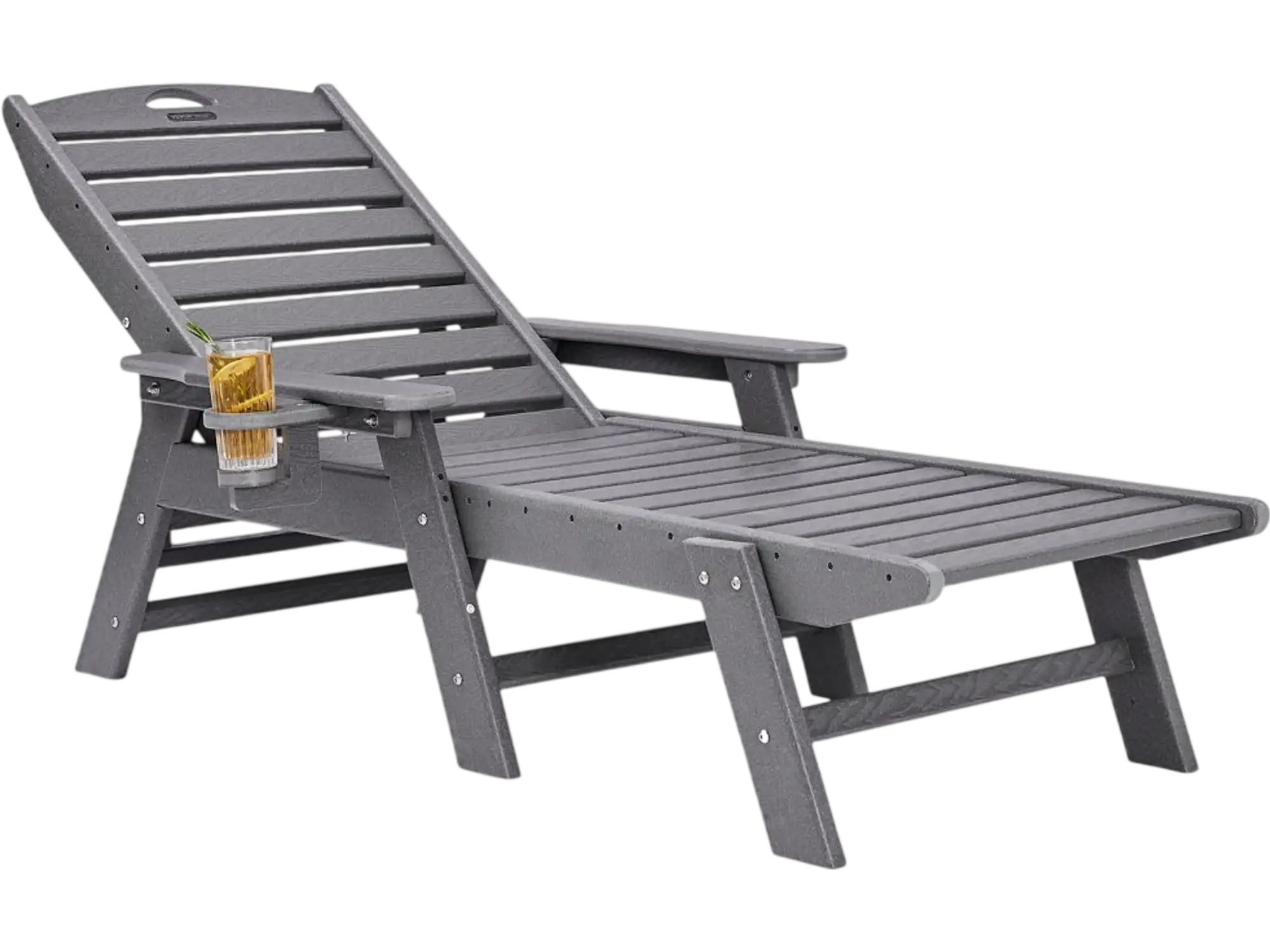 Vevor Chaise Lounge Chair Adjustable Outdoor Poolside Reclining Gray New