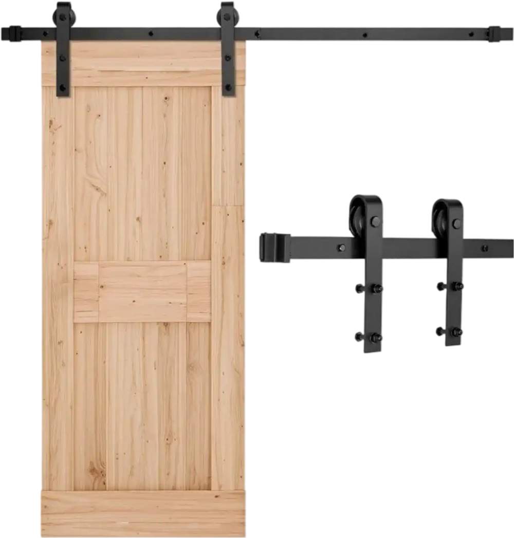 VEVOR 5FT Sliding Barn Door Hardware Kit, 330 LBS Weight Capacity, Compatible with 30 Inches Max Width & 1-3/8 to 1-3/4 Inches Thickness Single Sliding Barn Door, Durable Track & J-shape Roller,Black