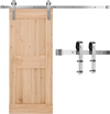 VEVOR 5FT Sliding Barn Door Hardware Kit, 330 LBS Weight Capacity, Compatible with 30 Inches Max Width & 1-3/8 to 1-3/4 Inches Thickness Single Sliding Barn Door, Durable Track & J-shape Roller Silver