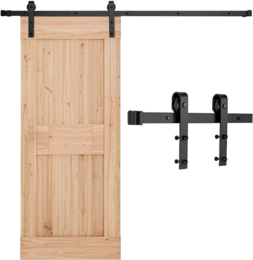 VEVOR 6.6FT Sliding Barn Door Hardware Kit, 330 LBS Weight Capacity, Compatible with 36-40 Inches Width & 1-3/8 to 1-3/4 Inches Thickness Single Sliding Barn Door, Durable Track & J-shape Roller Black