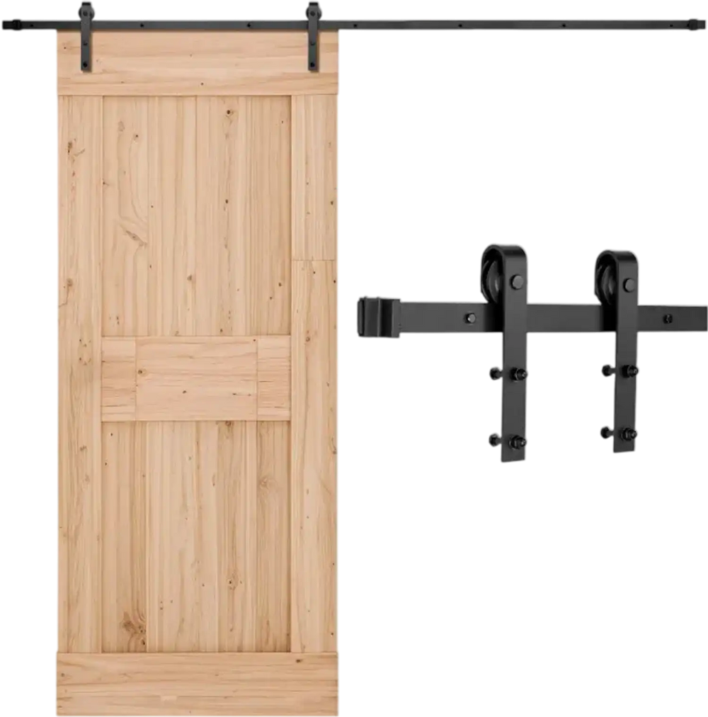VEVOR 10FT Sliding Barn Door Hardware Kit, 330 LBS Weight Capacity, Compatible with 60 Inches Max Width & 1-3/8 to 1-3/4 Inches Thickness Single Sliding Barn Door, Durable Track & J-shape Roller,Black