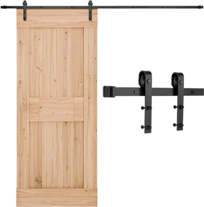 VEVOR 10FT Sliding Barn Door Hardware Kit, 330 LBS Weight Capacity, Compatible with 60 Inches Max Width & 1-3/8 to 1-3/4 Inches Thickness Single Sliding Barn Door, Durable Track & J-shape Roller,Black